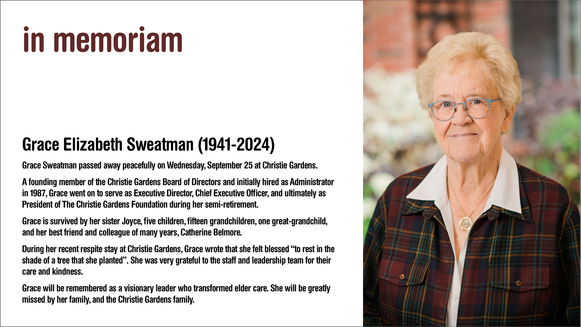 Grace Elizabeth Sweatman (1941 - 2024)